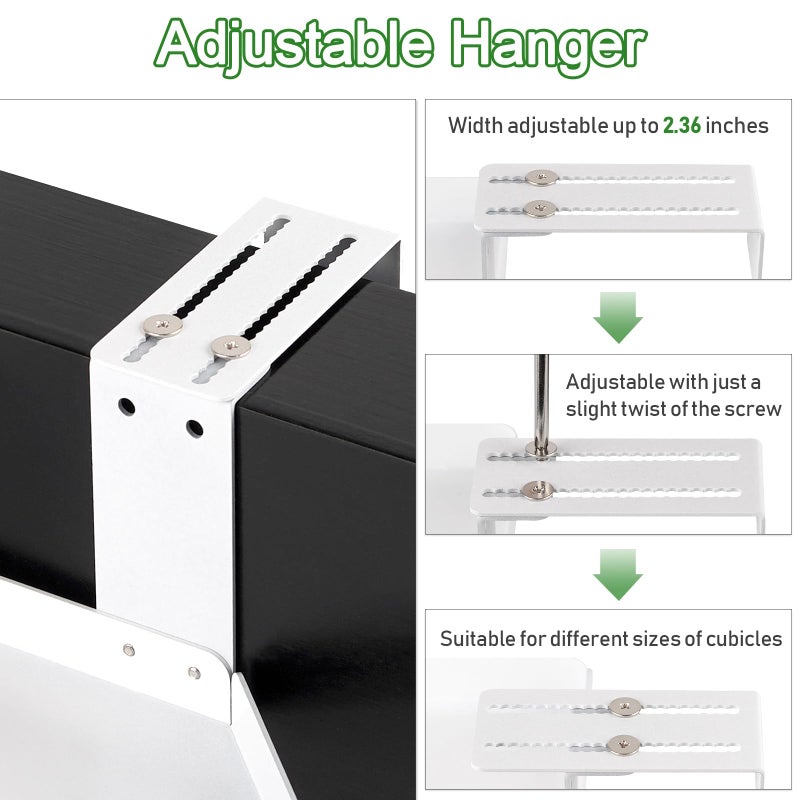 Olpchee Office Cubicle Shelf - Height Adjustable Corner Shelf with Adjustable Hooks - Image 5